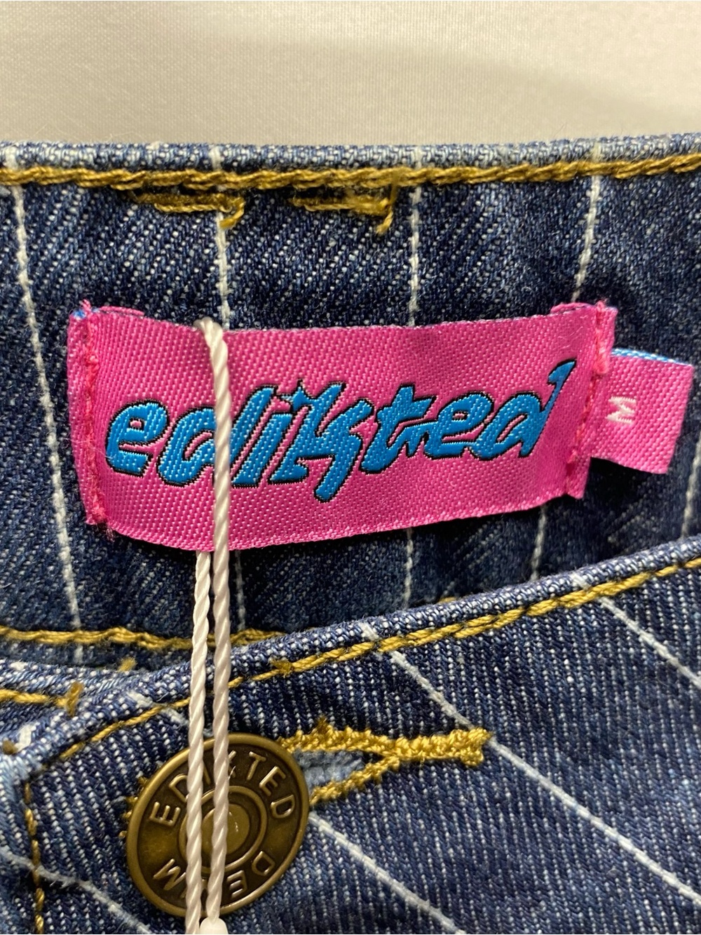 Edikted cory stripe low rise wide leg jeans size medium pinstripe new with tags - Picture 6 of 11